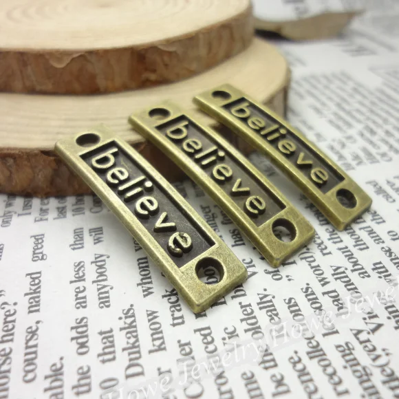 Подвеска коннектор &quotbelieve&quot античный бронзового цвета из цинкового сплава 45 шт.