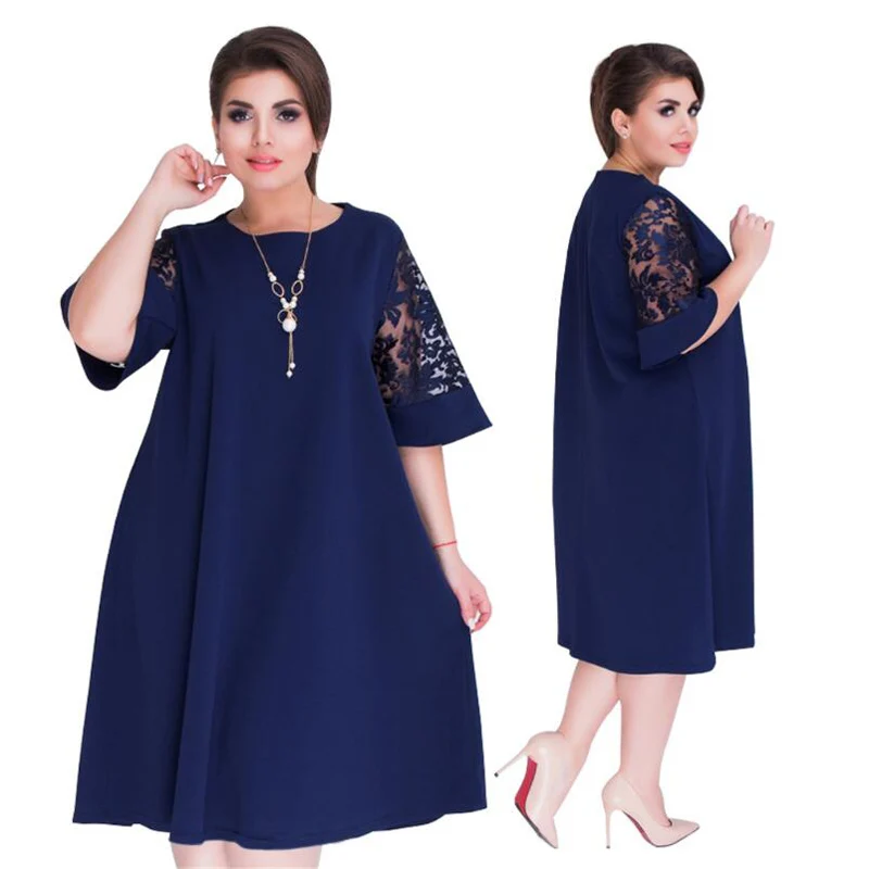 Летние платья больших размеров 5XL 6XL 2018 кружевное лоскутное свободвечерние