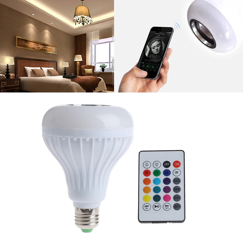 Беспроводной Bluetooth Динамик лампы E27 светодиодный RGB светильник работы в режиме