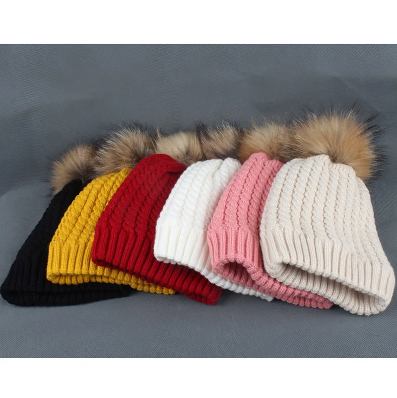 Твист вязаная шапка бини с наушниками Для женщин зимняя меховым помпоном теплая