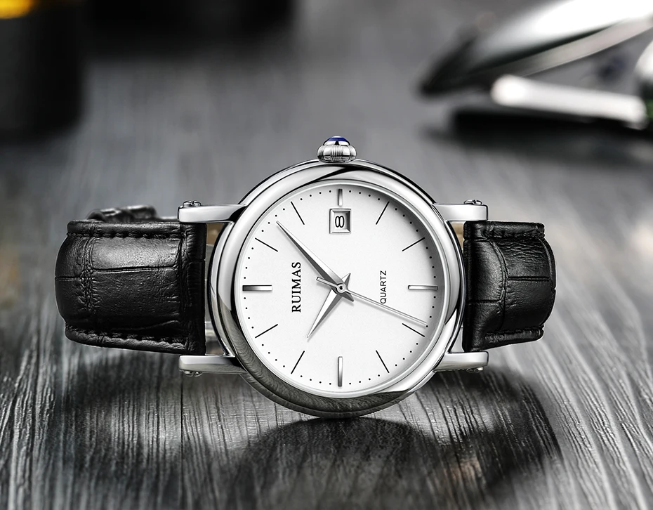 Ruimas reloj hombre Топ брендовые Роскошные мужские часы водонепроницаемые наручные часы с датой мужские повседневные кварцевые часы с кожаным ремешком