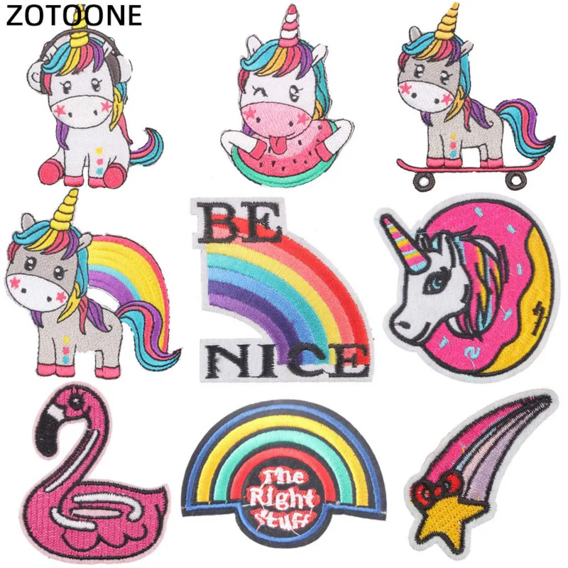 ZOTOONE гладить на нашивки в форме единорога для полосатая одежда с вышивкой сделай