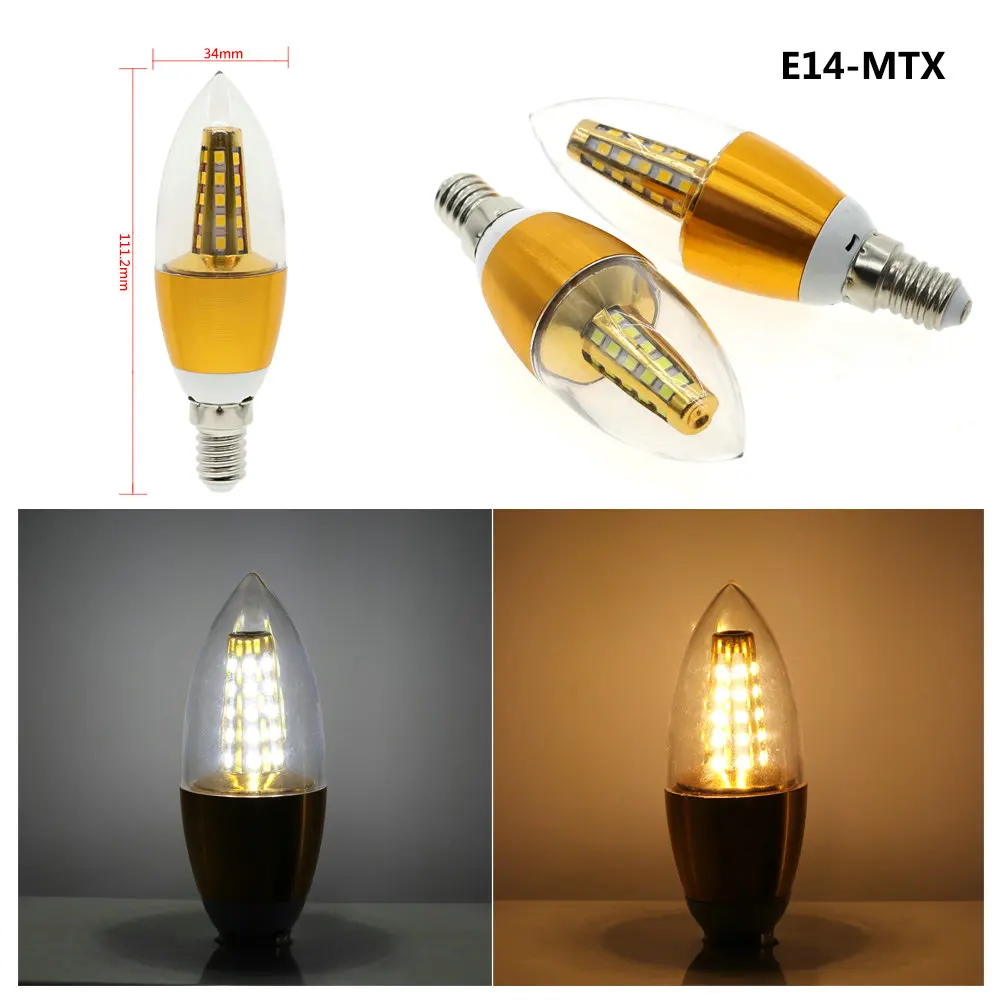 MTX 6 шт./лот E14 Светодиодный светильник AC220V белая/теплая белая лампа для холодильника лампа-Свеча лампа маленький кукурузный светильник - Испускаемый цвет: MTX