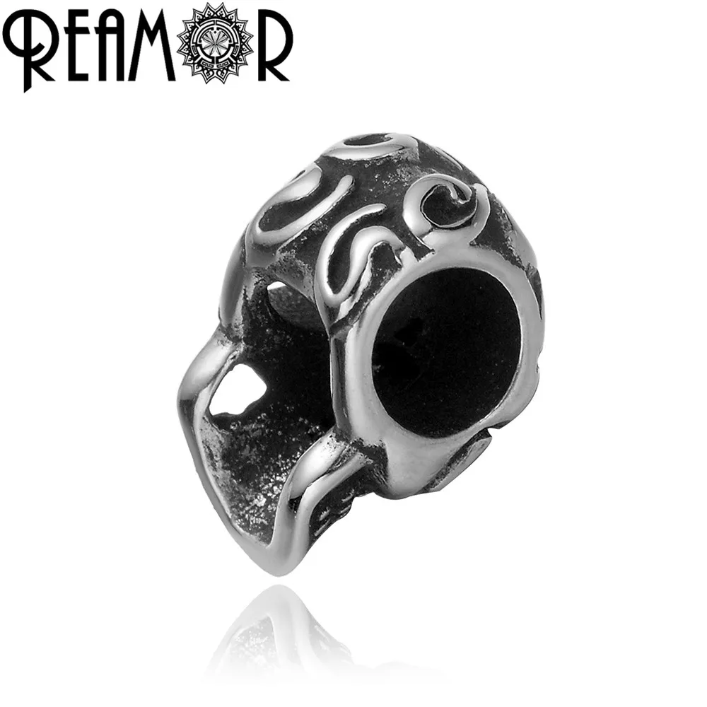 REAMOR Ghost бусины в виде голов 5 мм Размер отверстия 316l Бусы из нержавеющей стали