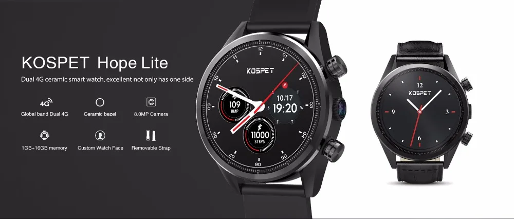 KOSPET Hope Lite 1 ГБ 16 ГБ Android7.1.1 Dual 4G 1,3" AMOLED Смарт-часы для мужчин wifi 8.0MP IP67 Водонепроницаемый MTK6739 Смарт-часы телефон
