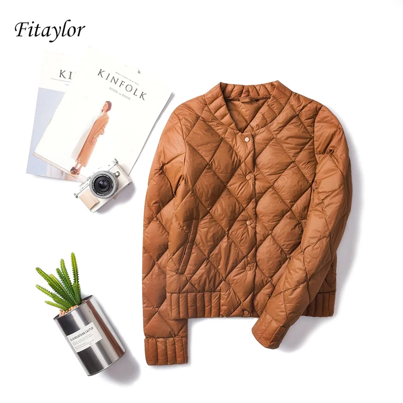 Fitaylor 2020 Новый женский ультра-светильник белый утиный пух куртки осень зима