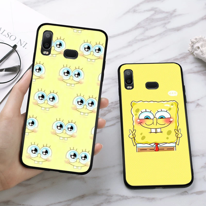 Квадратные штаны с рисунком из мультфильма «Губка Боб» шаблон Силиконовый чехол для samsung S6 край S7 S8 плюс S9 S10 S10e M10 M20 M30 M40