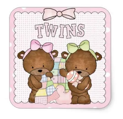 

1.5inch Twin baby girl bears sticker