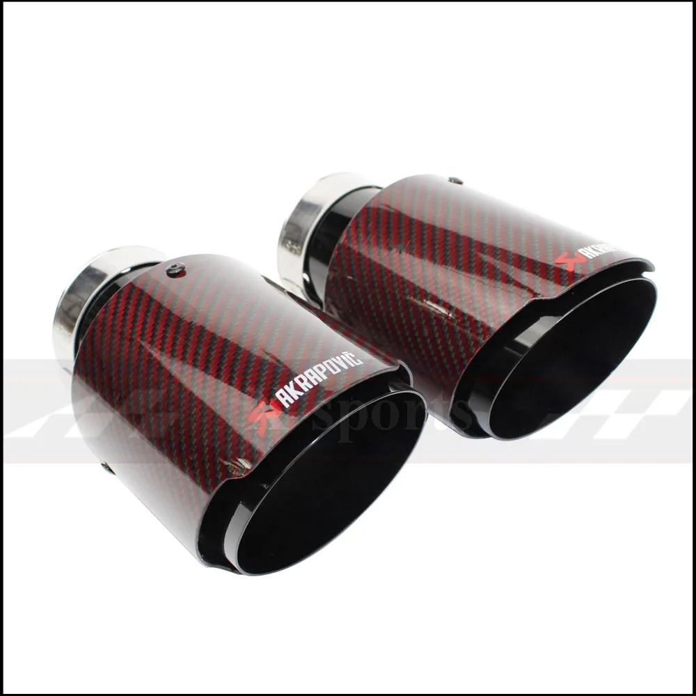 Akrapovic автомобильный Стайлинг выхлопной Хвост красный твил глянцевый карбоновый глушитель наконечник Хвост Конец Универсальный нержавеющая сталь прямой фланец черный
