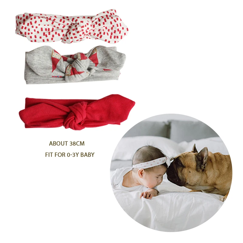3Pcs Cute Rabbit Ear Baby Headband Neonata Bow Flower Elastic Bandanas Girls Headbands Children Turban Hair Accessories Set | Детская