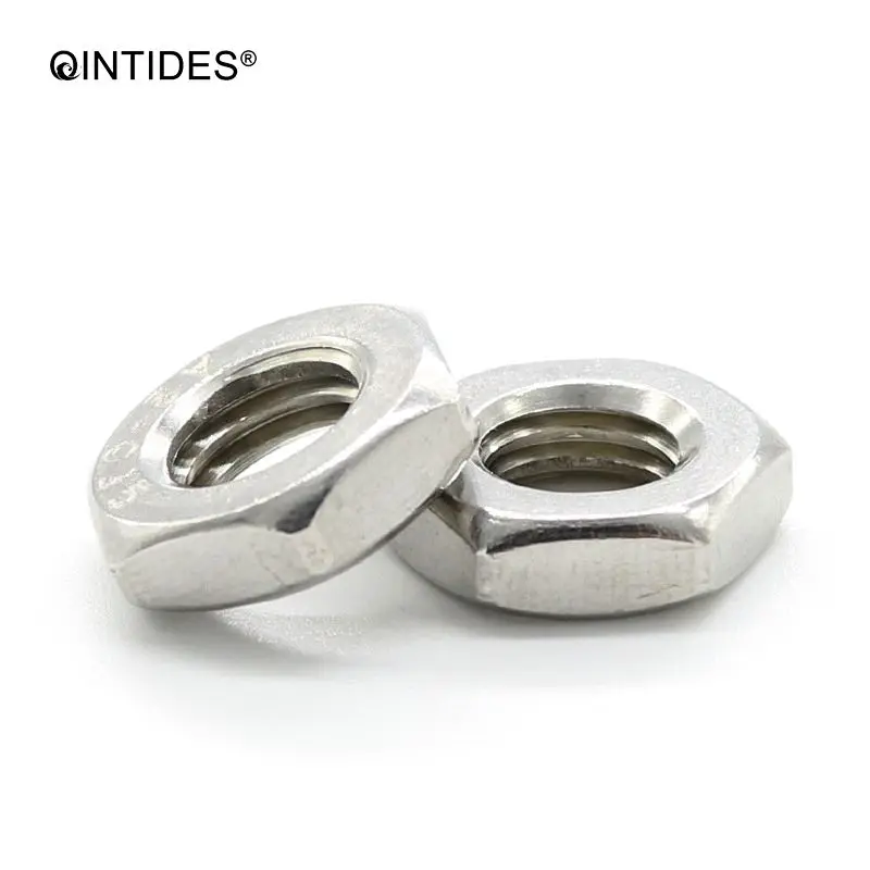 Qsintides M2.5-M14 шестигранные тонкие гайки 304 из нержавеющей стали шестигранные тонкие гайки плоские гайки и тугие гайки M3 M4 m5 m6 m8 m10 m12