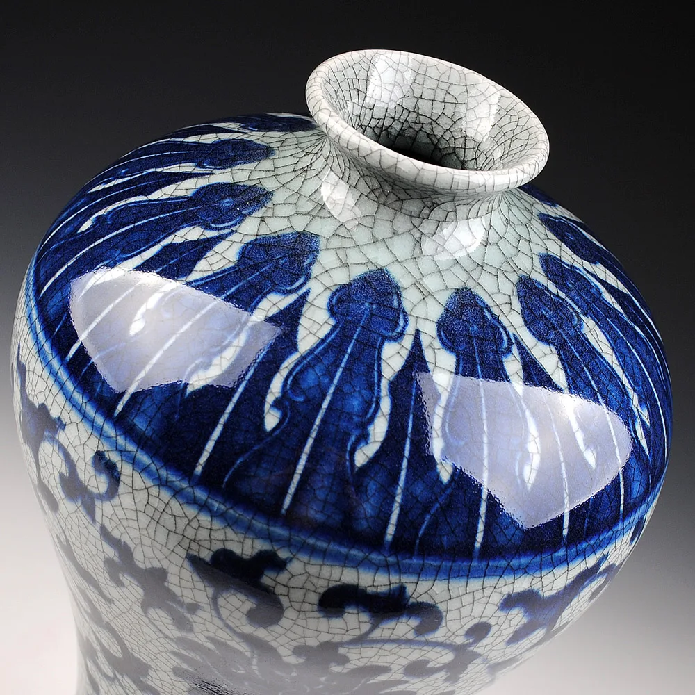 Керамика Цзиндэчжэнь антикварная синяя и белая фарфоровая ваза стильная