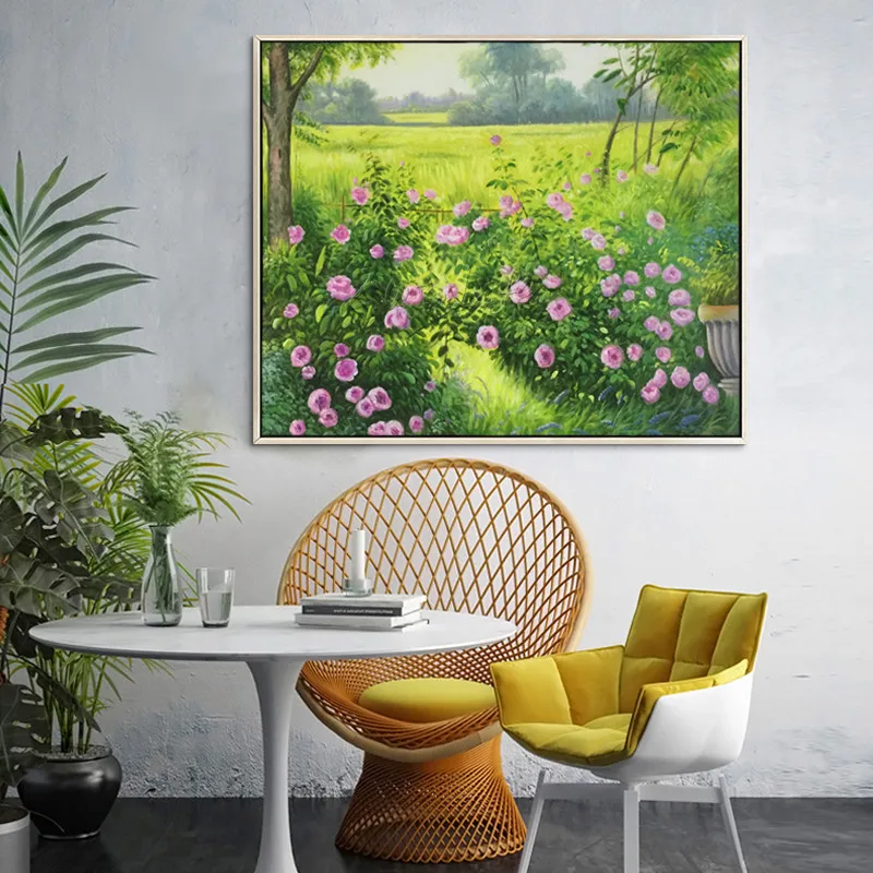 

Landscape oil painting on canvas flower field texture quadros caudros decoracion acrylic Wall Art Pictures for living Room home