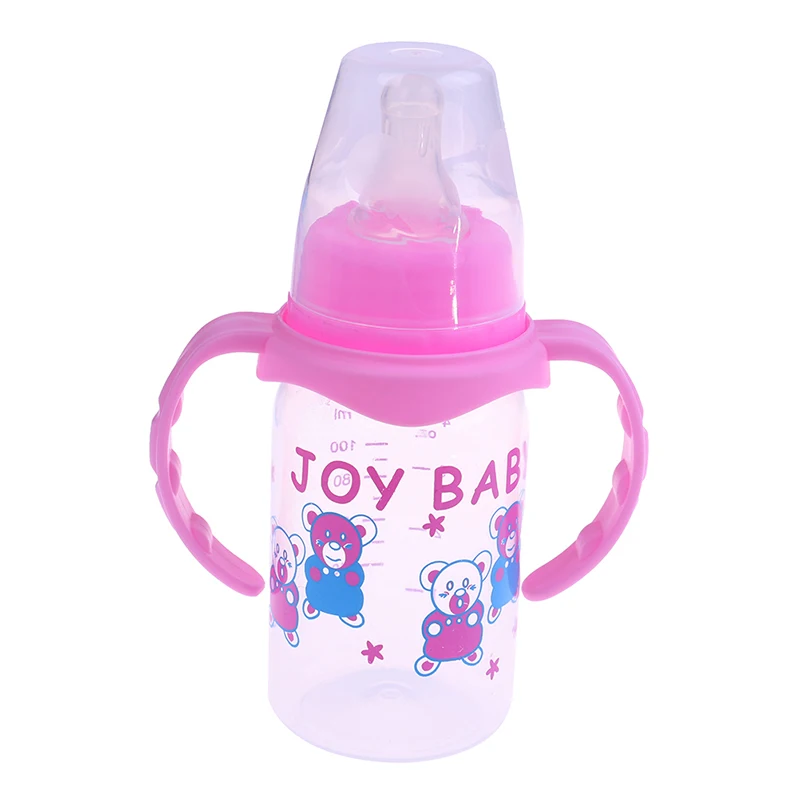 125ml Straw Handle Feeding Bottle Baby Bottle Kids Cup Silicone Sippy Children Training Cups Cute Baby Drinking Water