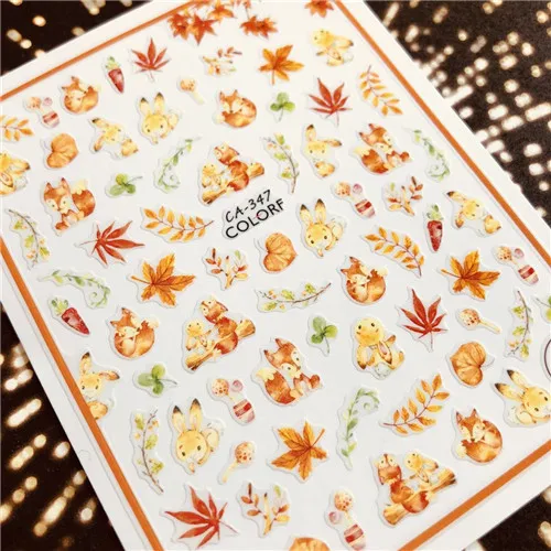CA-76-347-350 Осенний цветок стикеры 3D на ногти nail Art Наклейка шаблон diy ногтей инструмент украшения - Цвет: CA-347