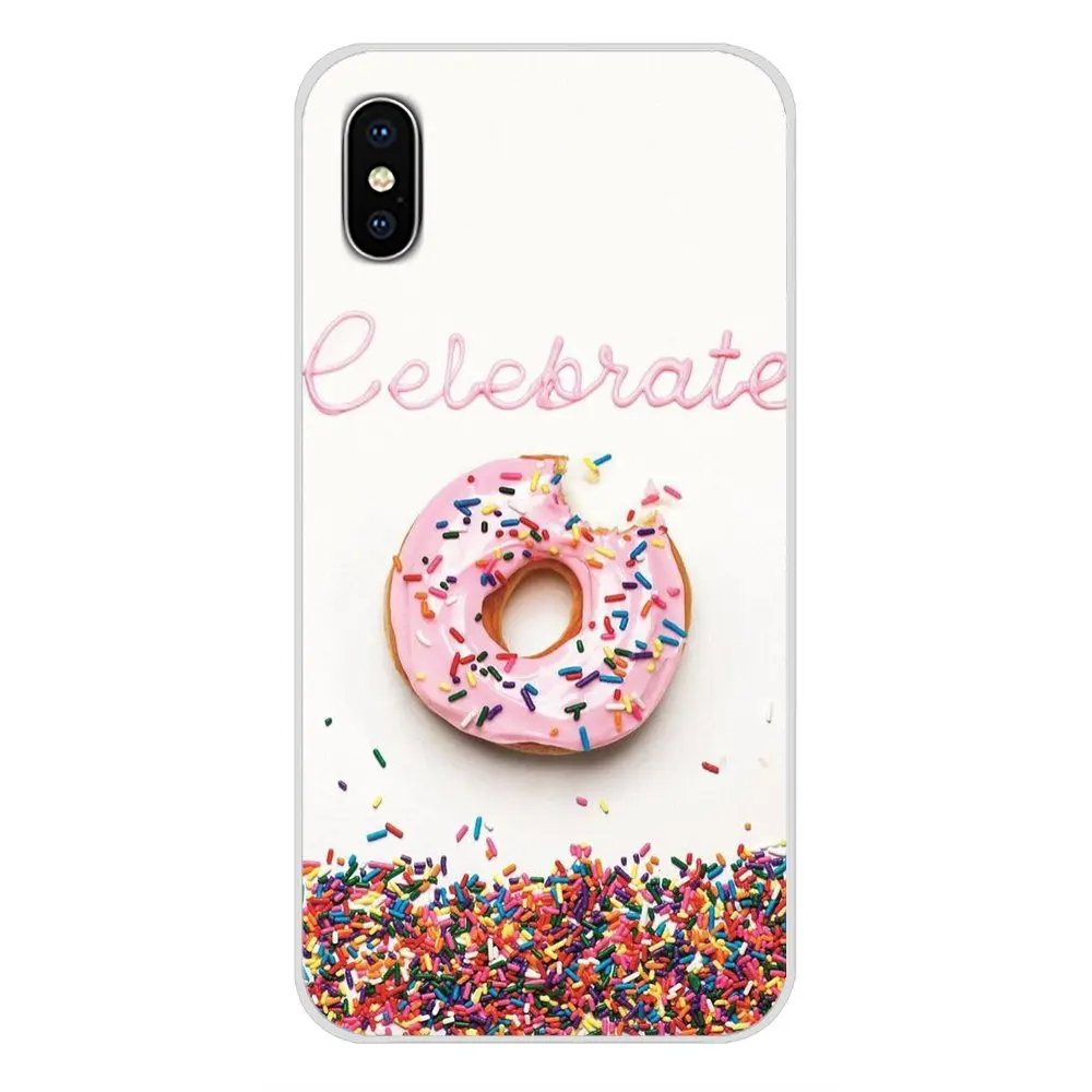 Чехлы для мобильных телефонов Apple iPhone X XR XS MAX 4 4S 5 5S 5C SE 6 6S 7 8 Plus ipod touch Donut Worry Be Happy pink