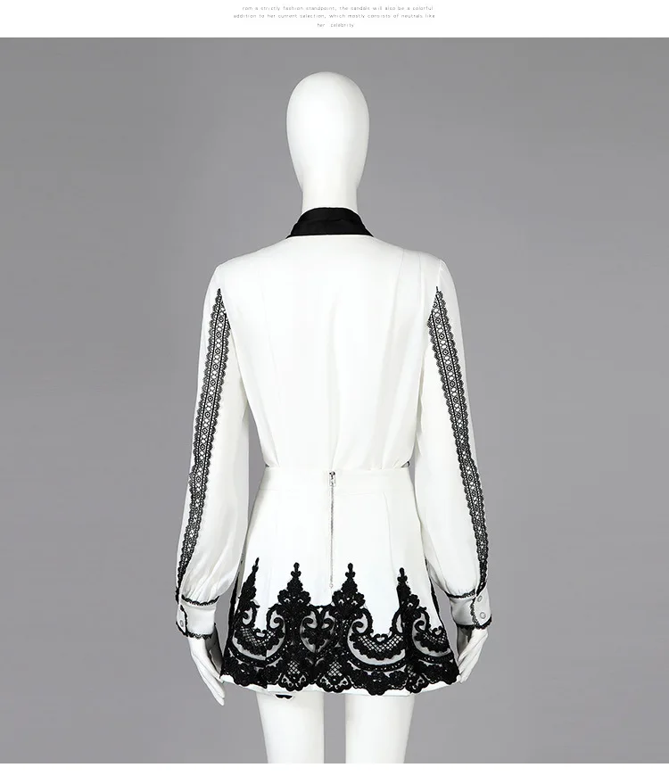 Кружевная вышитая шифоновая рубашка и шорты комплект для подиума дизайн галстук