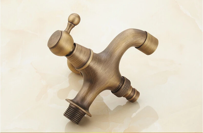 High quality total brass bronze plating double using washing machine faucet bathroom corner tap garden outdoor mixer | Обустройство