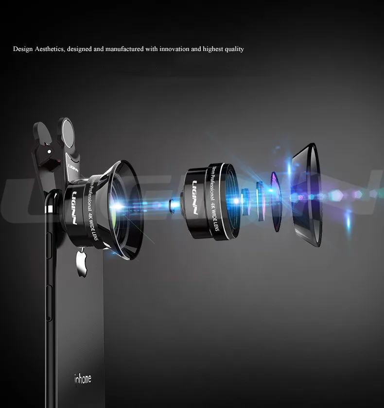 LIGINN 4K HD Мобильный SLR объектив 18 мм широкоугольный телефон Смартфон объектив для iPhone 6S 7 8 Plus Xiaomi Redmi с блендой L-618