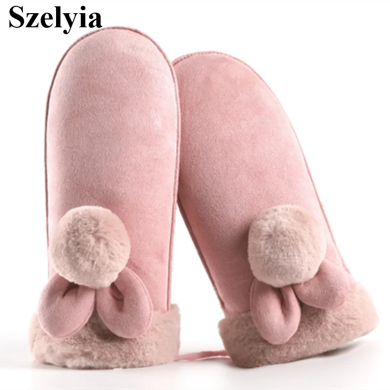 Детские зимние теплые лыжные перчатки для девочек флисовые спортивные варежки