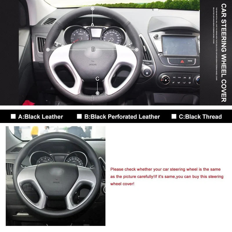 DIY Sewing-on PU Leather Steering Wheel Cover Exact Fit For Hyundai ix35 Tucson 2011-2015 | Автомобили и мотоциклы