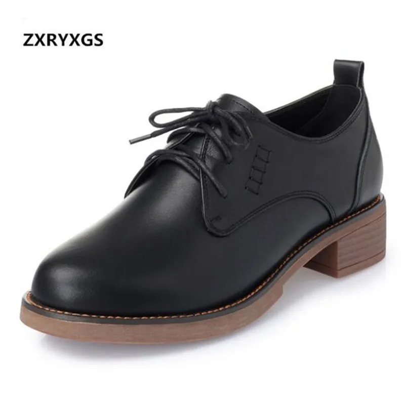 

ZXRYXGS Брендовая женская обувь Новинка 2021 модные кружевные удобные туфли на квадратном каблуке женские нескользящие дышащие рабочие туфли