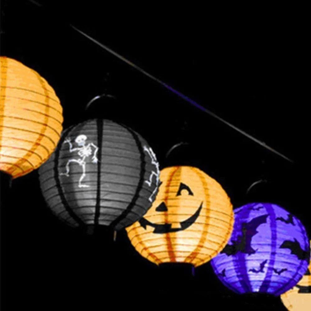 1 шт. Креативный светодиодный бумажный фонарь на Хэллоуин тыква паук летучая мышь