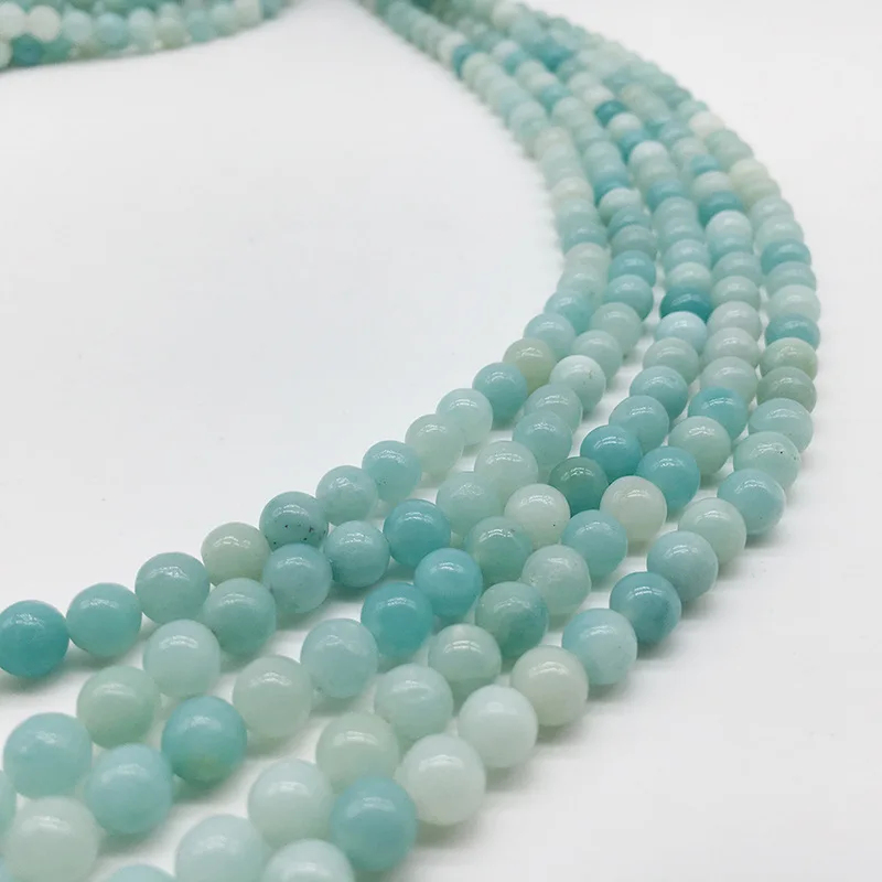AAA natural gem beads aquamarina round stone for jewelry making 6mm 8mm pick size For Jewelry Making DIY Material | Украшения и