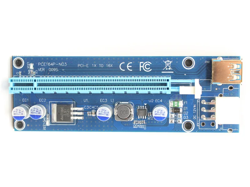 

009S PCIE RISER 6PIN 16X for BTC mining with 2 LEDs Express Card Sata Power Cable and 60cm Gold USB 3.0 Quality Cable NEW