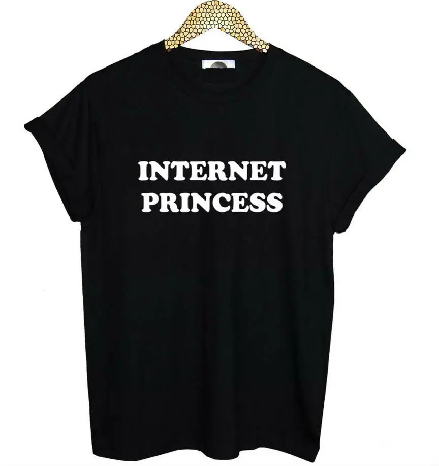 

INTERNET PRINCESS Letters Print Women T shirt Cotton Casual Funny Shirt For Lady White Black Top Tee Hipster Drop Ship T-216