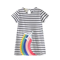 baby girls striped dress summer printed cotton princess party kids dresses kids clothing rainbow fashion princess dress