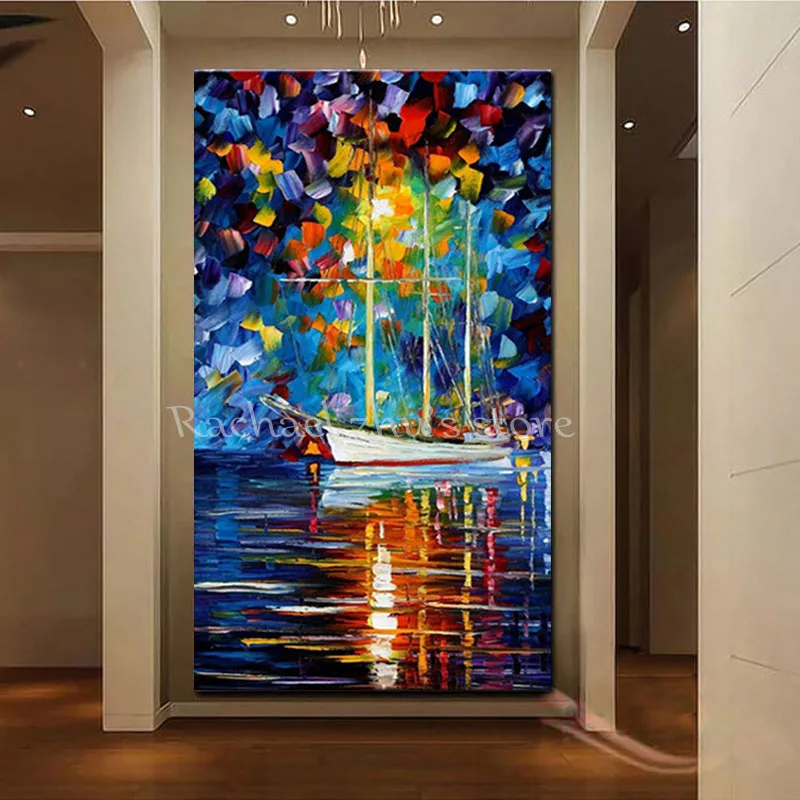 Супербольшая ручная роспись современная абстрактная парусная лодка картина