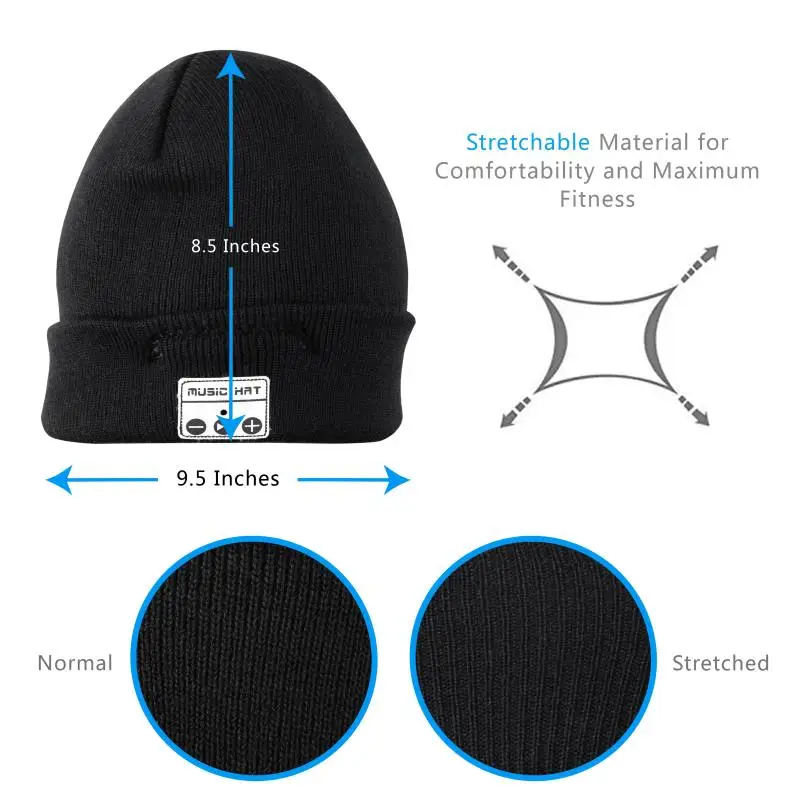Fashion Bluetooth Beanie Music Hat with Speaker Wileless Bluetooth Headphone Headset Earphone Smart Hat+Touch Screen Gloves