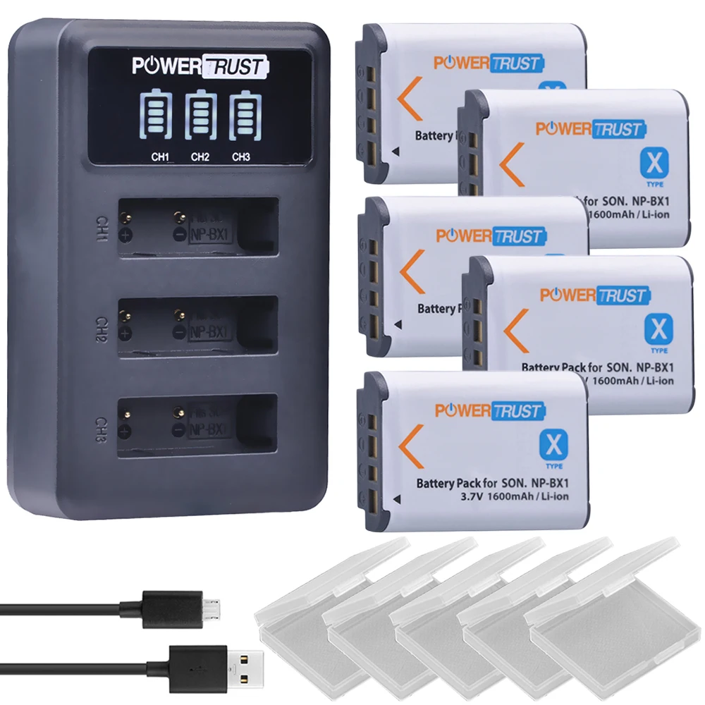 PowerTrust NP-BX1 NPBX1 акумуляторная батарея+ светодиодный 3 слота USB Зарядное устройство для sony комплектующие фотоаппарата sony DSC RX1 RX100 AS100V M3 M2 HX300 HX400 HX50 HX60 GWP88 AS15