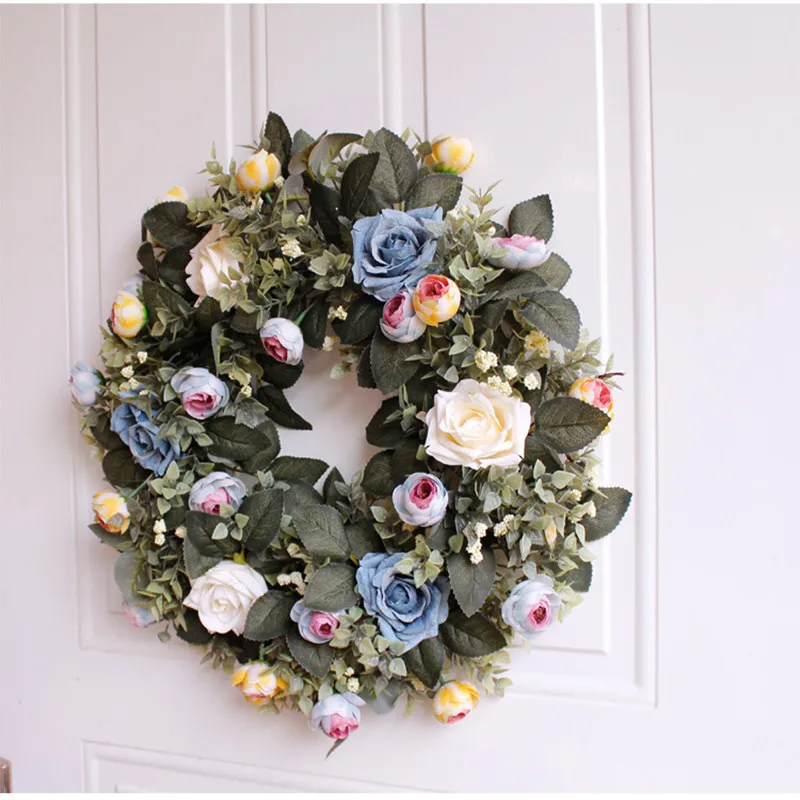 

European rose door decorative wall decoration wedding decoration original Christmas wreath simulation flowers Free Shipping