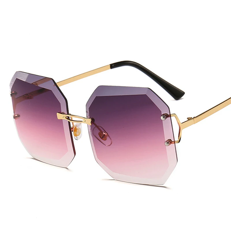 

Trend Vintage Square Sunglasses Women Purple Clear Glasses Frameless Metal Frame Sun Glasses For Woman Female Shades Eyewear