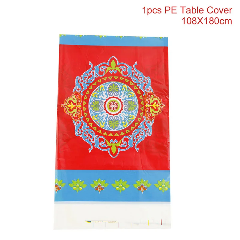 Red table cover Счастливый Рамадан Скатерти и Ид Мубарак баннеры-Декорации для вечеринки домашний Ислам украшения на Рамадан крышка воздушные шары Eid Mubarak - Цвет: Red table cover