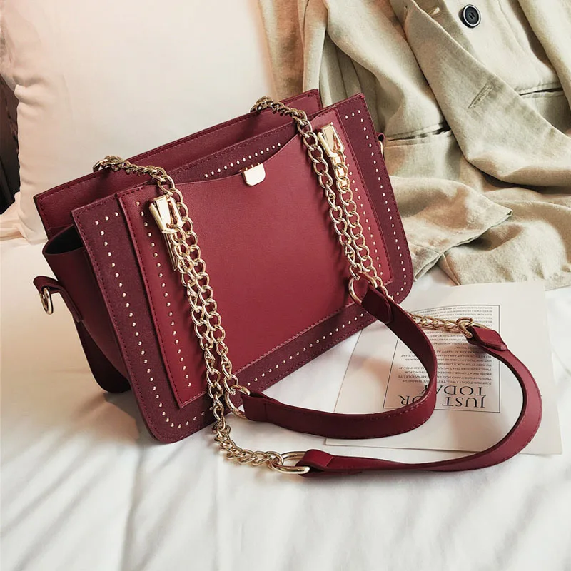 Роскошная женская сумка с заклепками 2019 дизайнерская брендовая на плечо