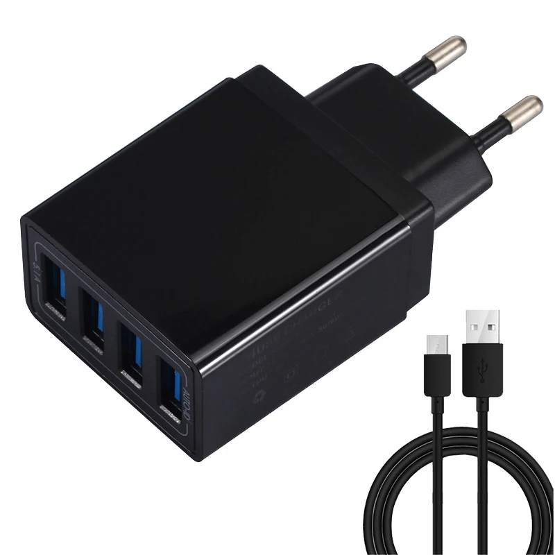 Зарядное устройство с несколькими USB портами быстрая зарядка 5 1 а кабелем Micro для