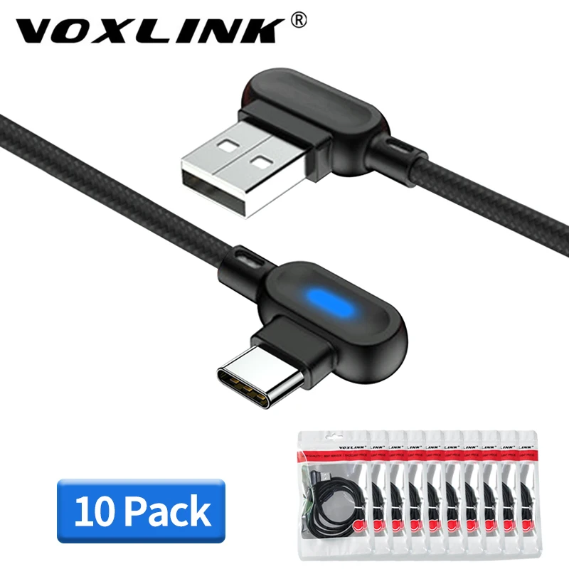 VOXLINK 10 шт usb type C 90 градусов кабель для быстрой зарядки c шнур передачи данных
