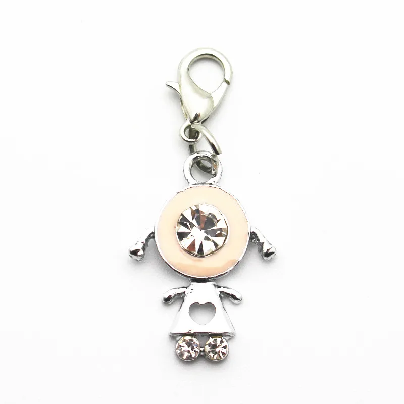 Newest 20pcs/lot crystal girl dangle charms lobster clasp hanging pendant charm for bracelet jewelry accessories | Украшения и