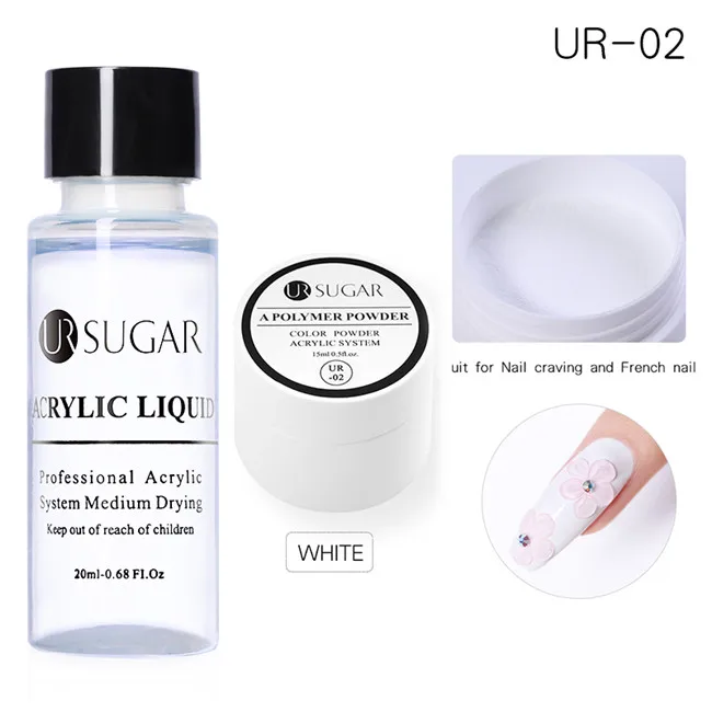 Set 2 Ur Sugar 2 шт./компл. погружением порошок для ногтей градиент французский Блестящий акриловый лак порошок с акриловым с украшением в виде кристаллов конструирующий УФ-гель - Цвет: Set 2