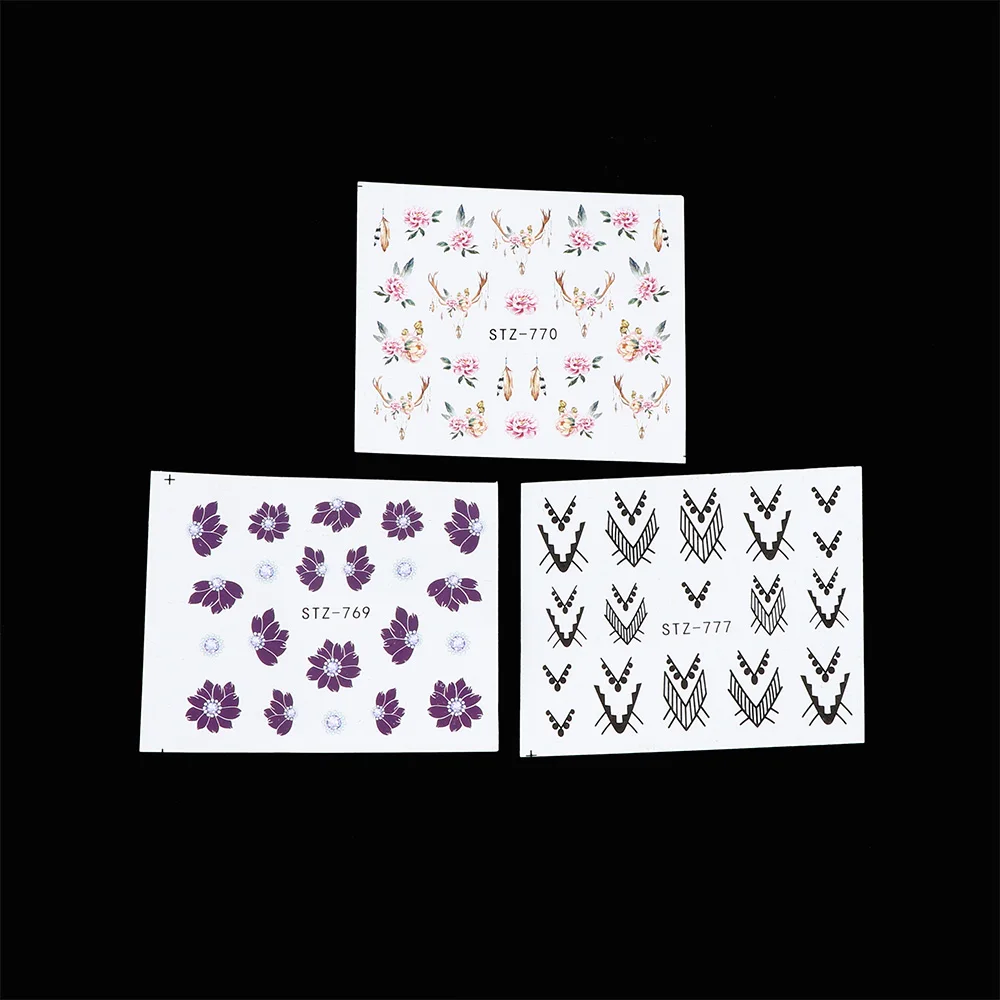 Наклейки для дизайна ногтей 10 шт. Переводные картинки с цветочным рисунком
