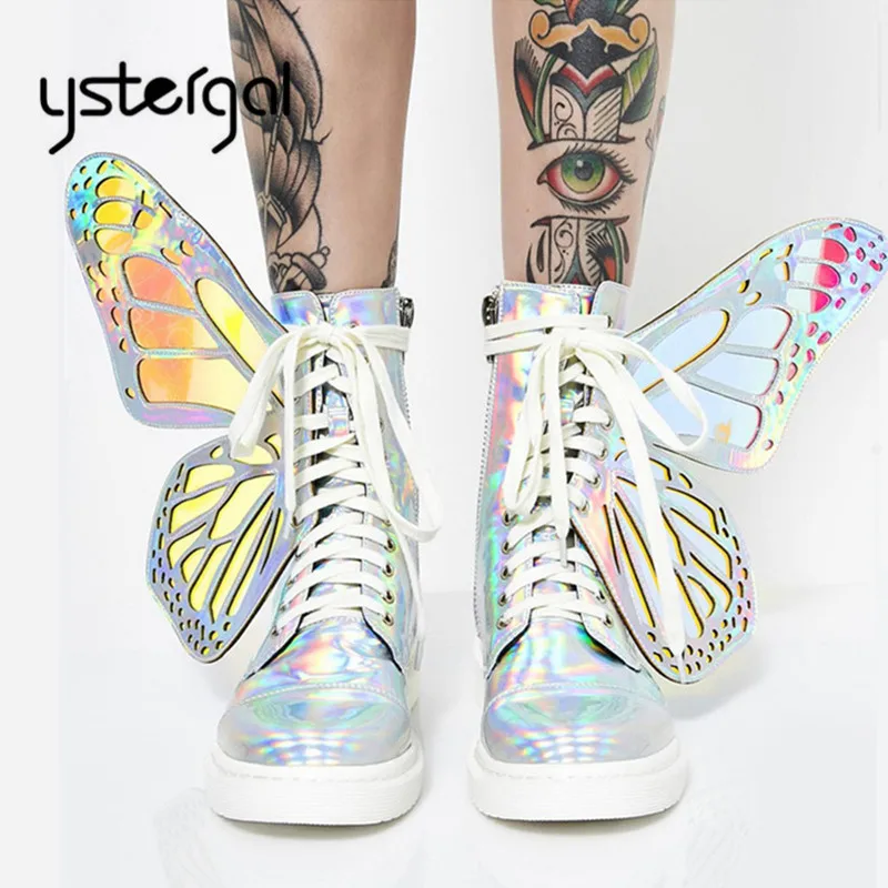 

Ystergal 2020 новые женские короткие сапоги с крыльями бабочки модные зимние теплые сапоги на плоской подошве женские резиновые сапоги женские в...