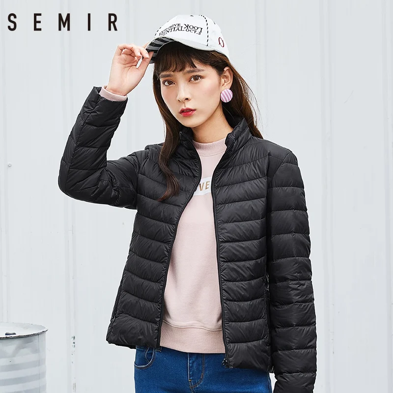 Semir бренд 2019 Новый женский 90% белый пуховик сверхлегкий на утином пуху