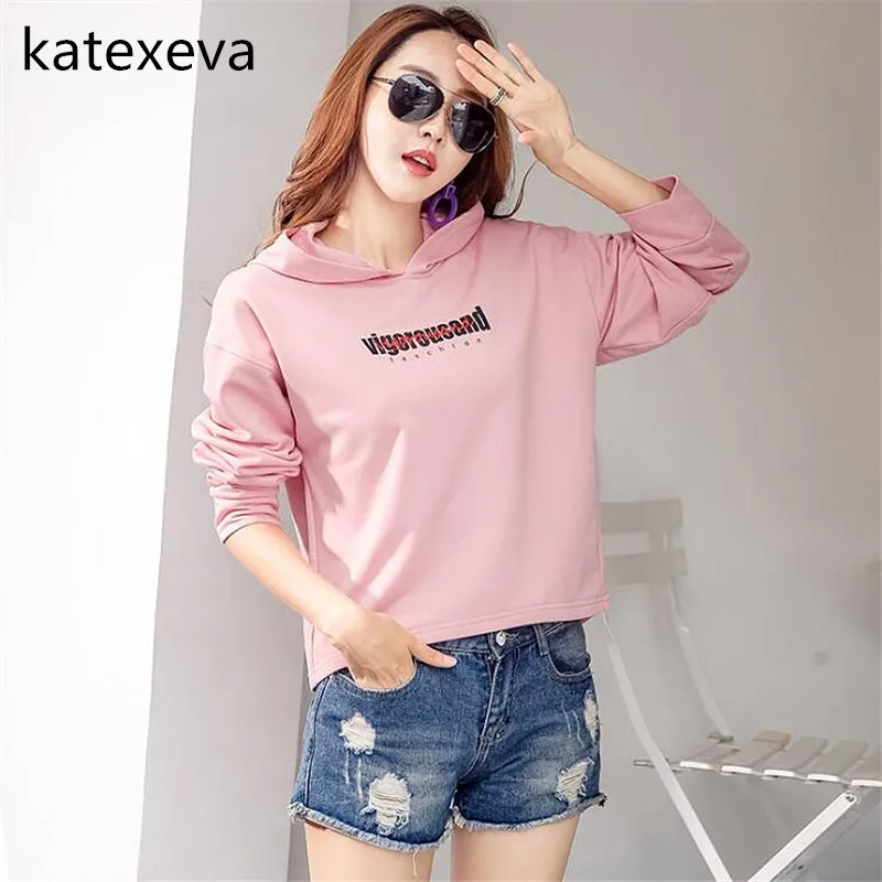 Katexeva 2018 осенью новый Для женщин Письмо свитшот с принтом Корейская версия