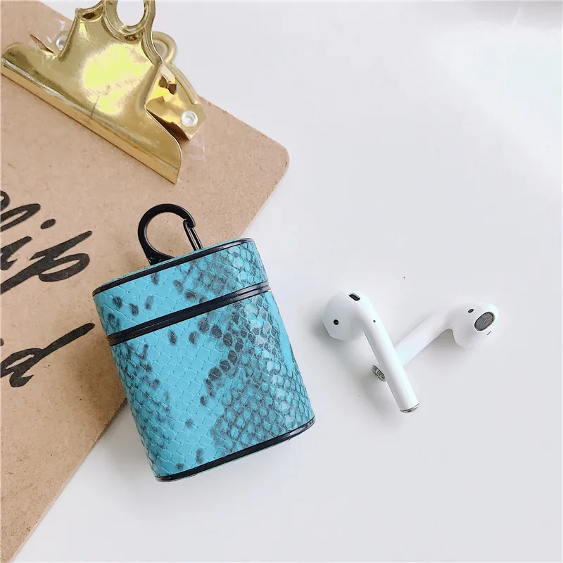Роскошный чехол из искусственной кожи под змеиную кожу для Apple AirPods Air Pods