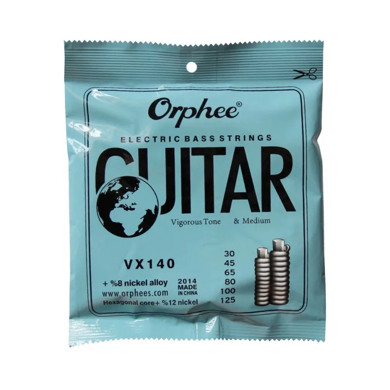Orphee Струны для электрической бас-гитары с шестигранной головкой Сталь из медно-никелевого сплава средней светильник Сильный 4/5/6 Струны для выбора - Цвет: VX140