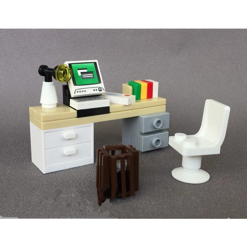 Кубики MOC сделай сам аксессуары для одного города стол офиса компьютерная книга