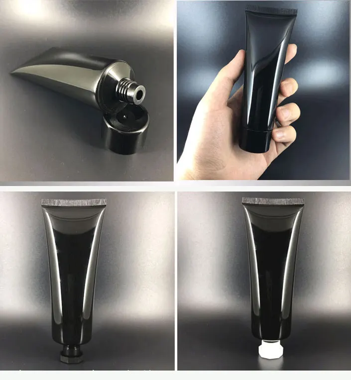 

300pcs/lot 80g 80ml Black Plastic Soft Tubes Empty Cosmetic Cream Emulsion Lotion Packaging Containers